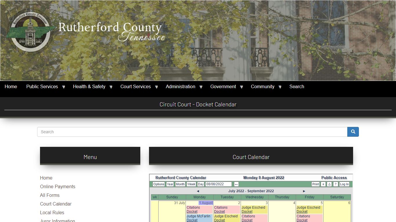 Circuit Court - Docket Calendar | Circuit Court Clerk ...